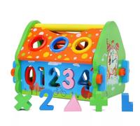 LLTCMYGS Montessori Wooden Number House Toy, Shape Sorting And Number Learning Toy