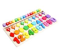LLTCMYGS Montessori Wooden Number & Shape Puzzle, Colorful Counting & Sorting Board, Educational Toy