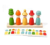 LLTCMYGS Montessori Wooden Peg Dolls Stacking Toy, Color & Emotion Matching Game for Toddlers