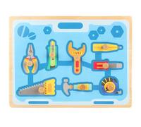 LLTCMYGS Montessori Wooden Peg Puzzle, Zoo Animal Shape Matching Board with Large Knobs,Model C