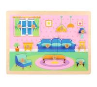 LLTCMYGS Montessori Wooden Peg Puzzle, Zoo Animal Shape Matching Board with Large Knobs,Model D