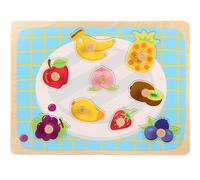 LLTCMYGS Montessori Wooden Peg Puzzle, Zoo Animal Shape Matching Board with Large Knobs,Model E