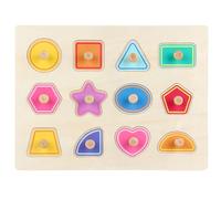 LLTCMYGS Montessori Wooden Peg Puzzle, Zoo Animal Shape Matching Board with Large Knobs,Model G