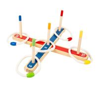 LLTCMYGS Montessori Wooden Ring Toss Game Set, Colorful Target Pegs & Rope Rings for Hand-Eye Coordination