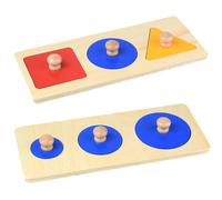 LLTCMYGS Montessori Wooden Shape & Size Sorting Peg Puzzle, Geometric Shape Boards for Toddlers