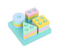 LLTCMYGS Montessori Wooden Shape Sorting Stacking Toy, Geometric Peg Board Puzzle for Toddlers,Blue,Model A