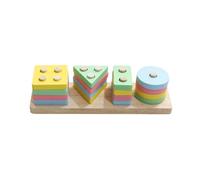 LLTCMYGS Montessori Wooden Shape Sorting Stacking Toy, Geometric Peg Board Puzzle for Toddlers,wooden color,Model B