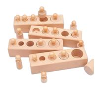 LLTCMYGS Montessori Wooden Socket Cylindrical Building Block Toys, Montessori Early Education Enlightenment,natural wood color
