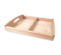 LLTCMYGS Montessori Wooden Sorting Tray, 2-Compartment Beechwood Storage & Activity Tray for Toddlers