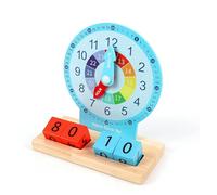 LLTCMYGS Montessori Wooden Teaching Clock, Kids' Time Learning Toy with Number Blocks