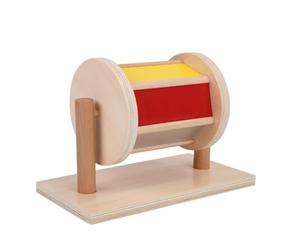 LLTCMYGS Montessori Wooden Textile Drum Toy, Spinning Sensory Development Tool for Infants