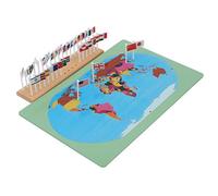 LLTCMYGS Montessori World Flag & Map Set, Wooden Geography Learning Toy for Kids, Flags Matching Game