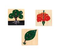 LLTCMYGS Plant Knob Puzzle Set, Montessori Wooden Plant Flower Puzzle (3 Pieces)