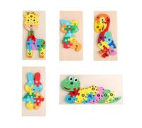 LLTCMYGS Preschool Kids's Educational Animal Puzzle Toys, Montessori Early Education Animal Puzzle Set (5 Pieces)