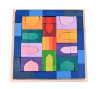 LLTCMYGS Rainbow Building Blocks Build Jigsaw Puzzles, Wooden Montessori Building Block Toys