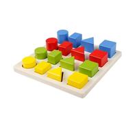 LLTCMYGS Wooden Geometric Shape Height Recognition Jigsaw Puzzle, Montessori Three-Dimensional Geometric Jigsaw Puzzle