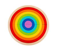 LLTCMYGS Wooden Rainbow Puzzle Set, Montessori Shape & Color Sorting Toys, Geometric Puzzle Boards for Early Learning,Model E