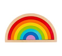 LLTCMYGS Wooden Rainbow Puzzle Set, Montessori Shape & Color Sorting Toys, Geometric Puzzle Boards for Early Learning,Model A