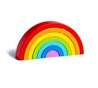 LLTCMYGS Wooden Rainbow Stacking Blocks, Montessori Semi-Circular Building Blocks, Open-Ended Educational Puzzle Toy,Model A