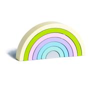 LLTCMYGS Wooden Rainbow Stacking Blocks, Montessori Semi-Circular Building Blocks, Open-Ended Educational Puzzle Toy,Model B