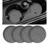 LLTSNT 4 Pcs Car Cup Coaster for Skoda Fabia III, Cup Holder Pad Anti-Slip Dustproof Interior Coaster Styling Diamond Honeycomb Pattern Grey