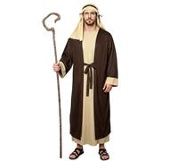 LLTTEER Men's Shepherd Costume with Headdress,Adult Jesus Costume Christmas Robe Cosplay