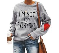 LLuao Women's I'm Not for Everyone Sweatshirt Sarcastic Gift Graphic Coazy Workout Pullover Tops, Grey, Medium