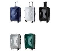 lluoqian Lightweight Diamond-Cut Pattern Luggage: Glossy ABS+PC Spinner Suitcase with Waterproof Anti-Theft Lock(Black+Small Box,28 in.)