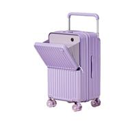 lluoqian Lightweight Front-Open PC Luggage: Large Capacity Boarding Password Suitcase with Wide Handle & Multi-Function(Taro Purple,26 inches)