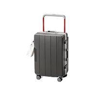 lluoqian Lightweight Wide Handle Shockproof Aluminum Frame Luggage: ABS+PC 20-28Inch 56-75L Waterproof Anti-Theft Travel Case(Ash,26 inches)