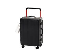 lluoqian Lightweight Wide Handle Shockproof Aluminum Frame Luggage: ABS+PC 20-28Inch 56-75L Waterproof Anti-Theft Travel Case(Black,22 inches)