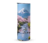 LLUTSNTH 20 Oz Tumbler Travel Coffee Tumblers with Lid And Straw Cr herry Blossoms Stainless Steel Double Wall Vacuum Insulated Mug Tea Cups Fit Car Cupholder For Hot And Cold