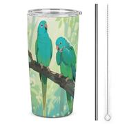 LLUTSNTH 20oz Insulated Tumbler with Lid - Two Parakeets Stainless Steel Vacuum Travel Mug, Spill Proof Coffee Cup, Large Sports Water Bottle for Hot & Cold Drinks, Fits Car Cup Holders