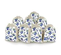 LLUTSNTH 8-Pack Blueberries with Leaves Drawstring Gift Bags Reusable Burlap Party Favors Bags for Holiday, Storage & Decor
