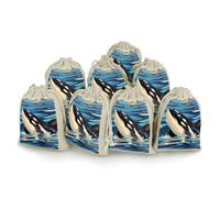 LLUTSNTH 8-Pack Orca Killer Whale Print Drawstring Gift Bags Reusable Burlap Party Favors Bags for Holiday, Storage & Decor