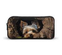 LLUTSNTH A Little Yorkshire Terrier Pencil Case - Large Capacity Pencil Pouch Aesthetic Makeup Bag with Zipper for Stationery, Art Supplies, Travel Essentials