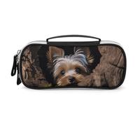 LLUTSNTH A Little Yorkshire Terrier Pencil Case - Large Capacity Pencil Pouch Aesthetic Makeup Bag with Zipper Leather And Handle Design Pen Bag for Stationery, Art Supplies, Travel Essentials