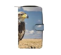 LLUTSNTH A Lone Eagle Travel Wallet Slim Leather Wallets Clutch Organizer Purse Coin Pocket for Men Women