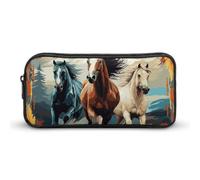 LLUTSNTH A Pattern with Horses As A Background Pencil Case - Large Capacity Pencil Pouch Aesthetic Makeup Bag with Zipper for Stationery, Art Supplies, Travel Essentials