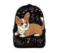 LLUTSNTH A Pug Laptop Backpack for Men & Women Travel Daypack with Pockets, Work Bag for Office 16 In, Corgi Who Loves Music, 40x28x16cm