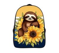 LLUTSNTH A Pug Laptop Backpack for Men & Women Travel Daypack with Pockets, Work Bag for Office 16 In, Cartoon Sloth Sitting on Sunflower, 40x28x16cm, Daypack Backpacks