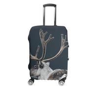 LLUTSNTH A Reindeer Standing Suitcase Covers Luggage Protector - Travel Elastic Baggage Case Protective, Washable Anti-scratch Large Suit Case Cover for Suitcases Fits 19-32 Inch Luggages, white