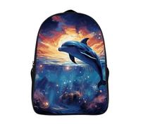LLUTSNTH A Sloth And A Baby Sloth Laptop Backpack for Men & Women Travel Daypack with Pockets, Work Bag for Office 16 In, Colorful Starry Sky Ocean Dolphin, 40x28x16cm, Daypack Backpacks
