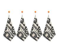 LLUTSNTH Absorbent Hand Towels Super Soft Face Towel African Print Design Bath Towels Set of 4PCS Gym Towel with Hanging Loop Decorative Kitchen Hand Toweles for Yoga Camping Hotel Spa Travel