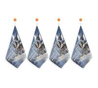 LLUTSNTH Absorbent Hand Towels Super Soft Face Towel Christmas Winter Happy Scene Bath Towels Set of 4PCS Gym Towel with Hanging Loop Decorative Kitchen Hand Toweles for Yoga Camping Hotel Spa Travel