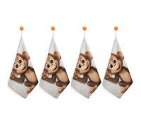 LLUTSNTH Absorbent Hand Towels Super Soft Face Towel Cute Monkey Bath Towels Set of 4PCS Gym Towel with Hanging Loop Decorative Kitchen Hand Toweles for Yoga Camping Hotel Spa Travel