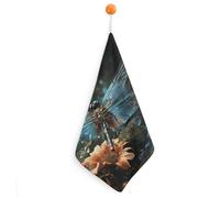 LLUTSNTH Absorbent Hand Towels Super Soft Face Towel Dragonfly Flying on The Pond Bath Towels Set of 1PCS Gym Towel with Hanging Loop Decorative Kitchen Hand Toweles for Yoga Camping Hotel Spa Travel