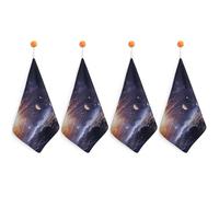 LLUTSNTH Absorbent Hand Towels Super Soft Face Towel Outer Space Galaxy Universe Bath Towels Set of 4PCS Gym Towel with Hanging Loop Decorative Kitchen Hand Toweles for Yoga Camping Hotel Spa Travel