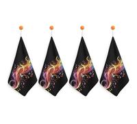 LLUTSNTH Absorbent Hand Towels Super Soft Face Towel Rainbow Musical Note Melody Bath Towels Set of 4PCS Gym Towel with Hanging Loop Decorative Kitchen Hand Toweles for Yoga Camping Hotel Spa Travel