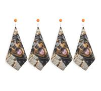 LLUTSNTH Absorbent Hand Towels Super Soft Face Towel Rottweiler Dogs Tongue Head Bath Towels Set of 4PCS Gym Towel with Hanging Loop Decorative Kitchen Hand Toweles for Yoga Camping Hotel Spa Travel